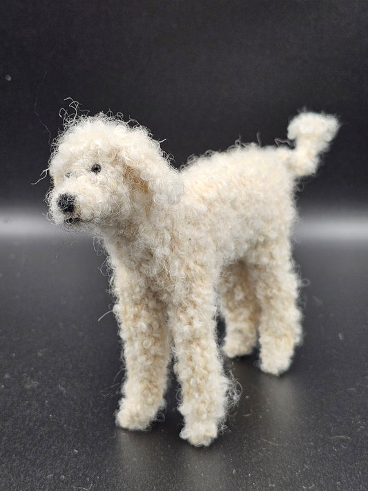 Knitted off white Standard Poodle in mohair