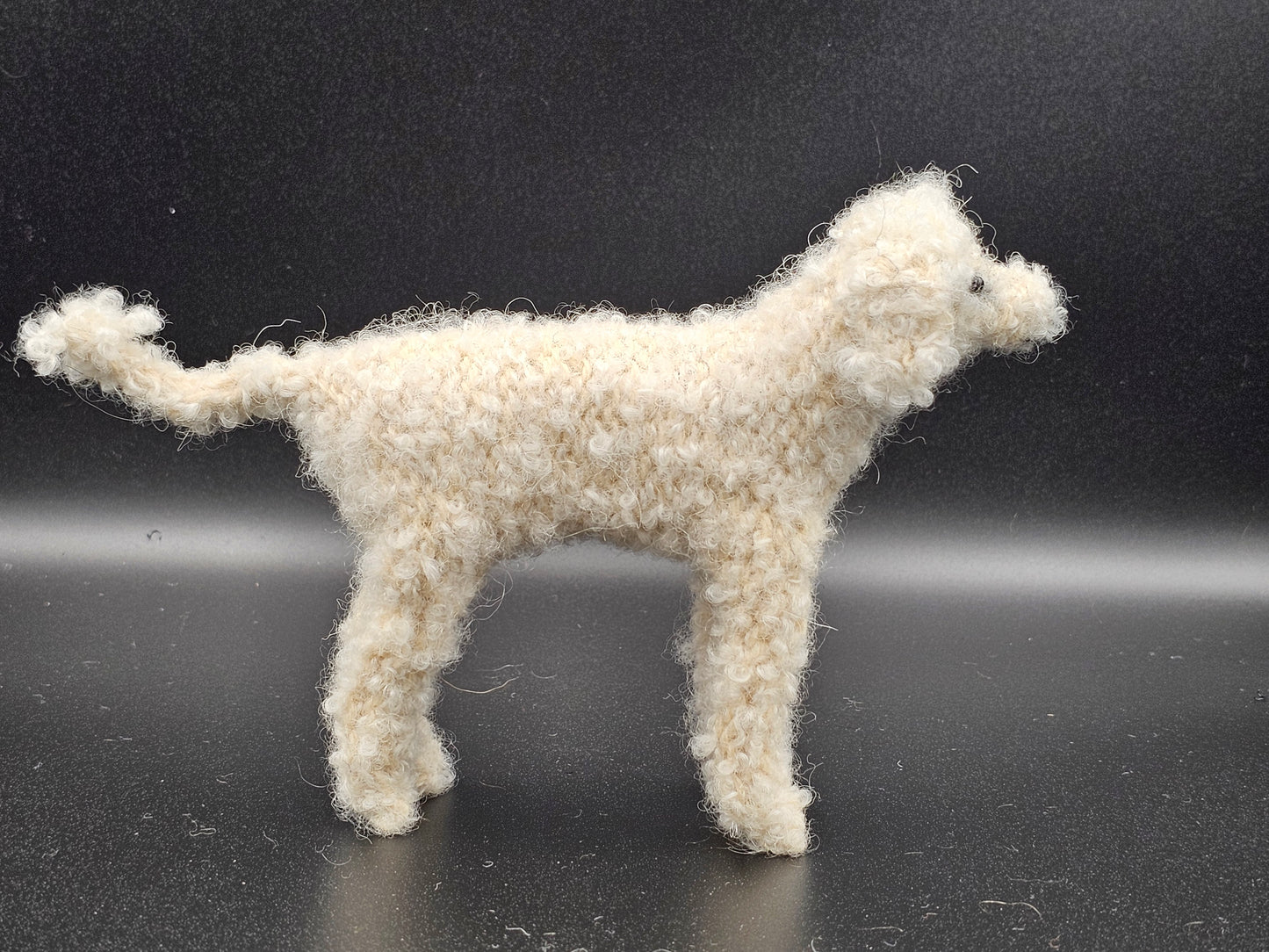 Knitted off white Standard Poodle in mohair