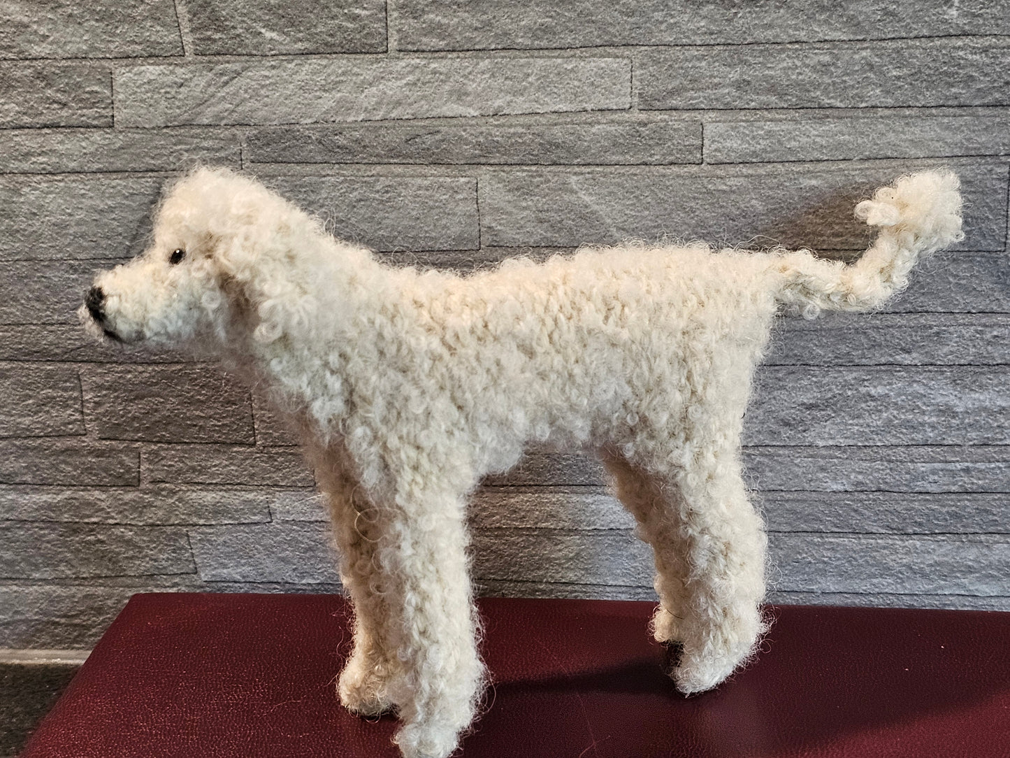 Knitted off white Standard Poodle in mohair