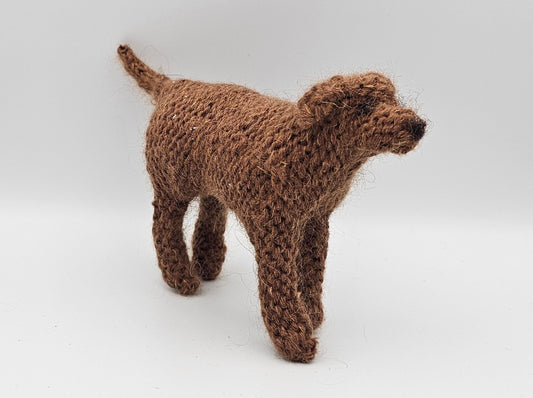 Knitted milk chocolate Labrador Retriever dog with movable head, legs and tail