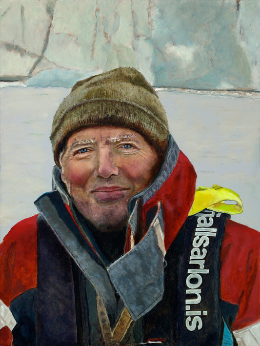 Original painting Man in glacier lake in Iceland