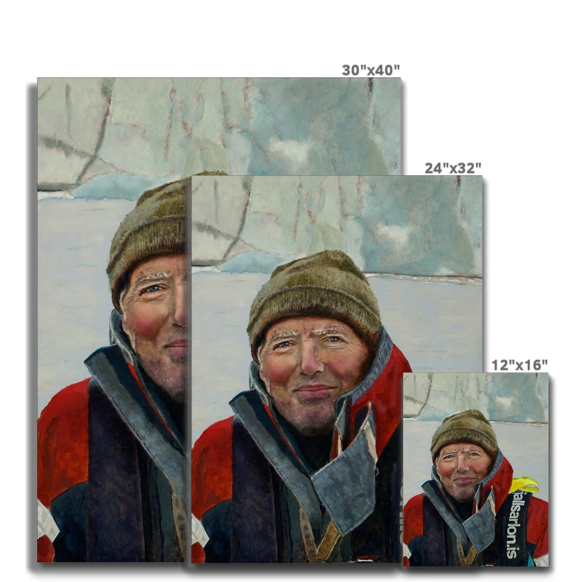 Man in glacial lake Canvas