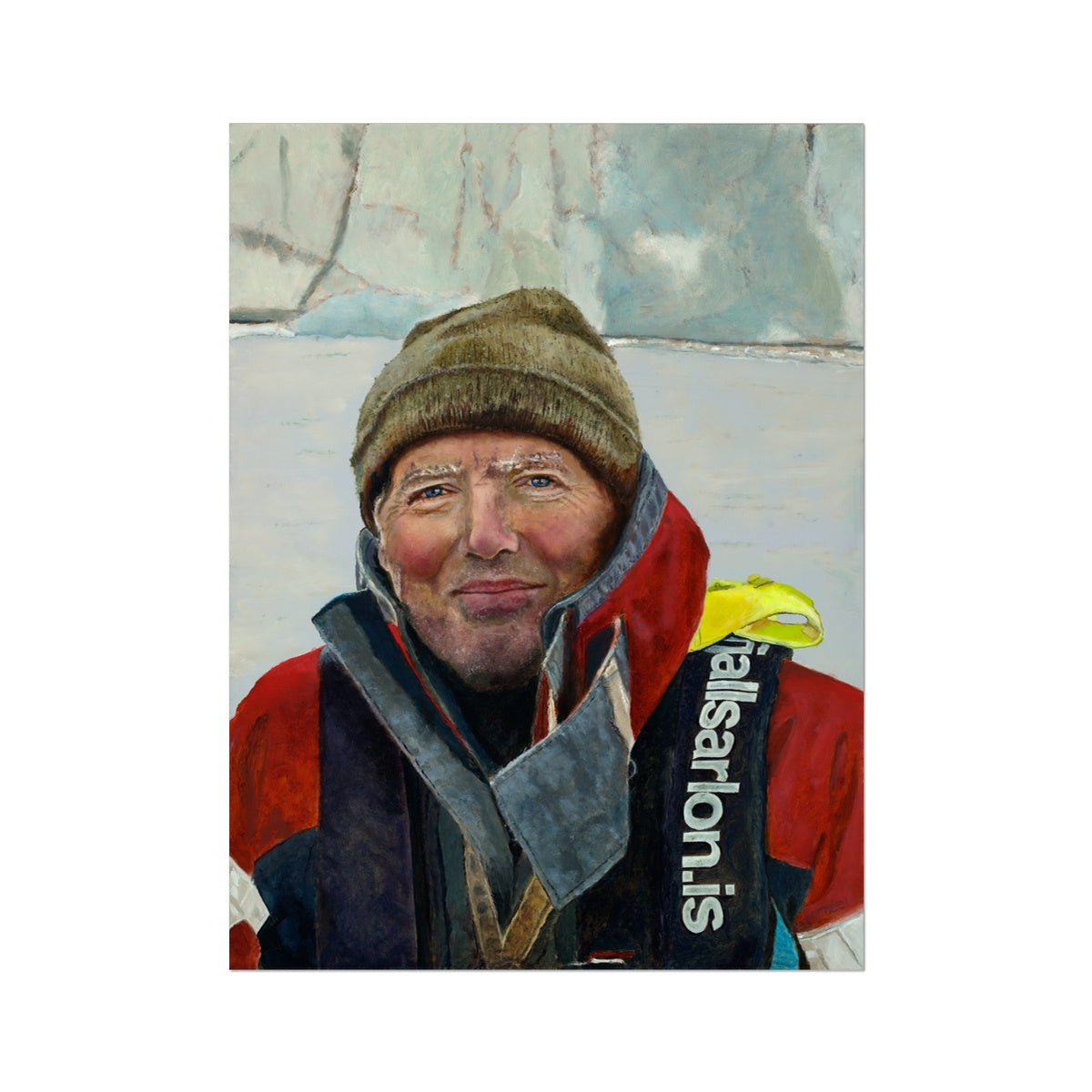 Man in glacial lake Fine Art Print