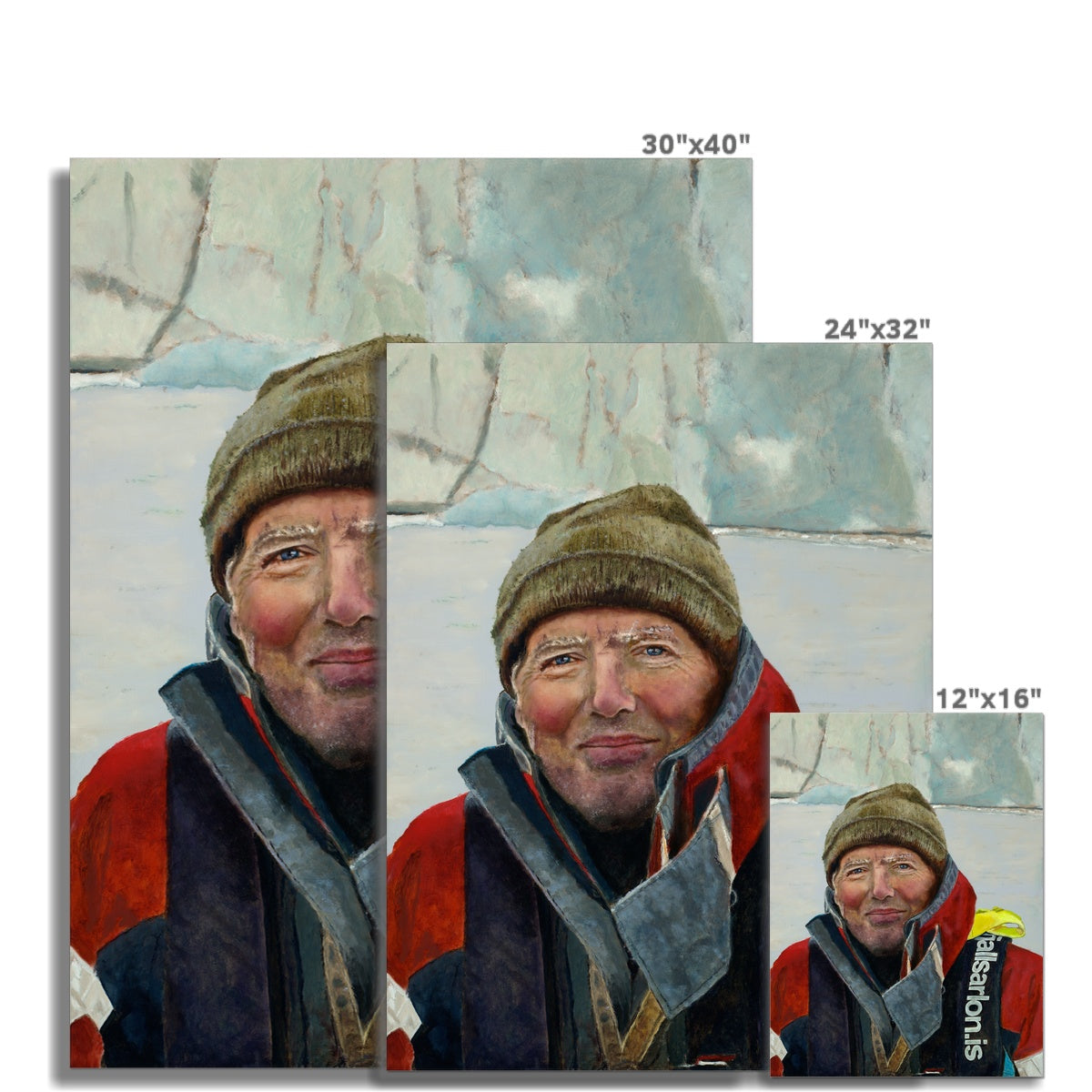 Man in glacial lake Fine Art Print